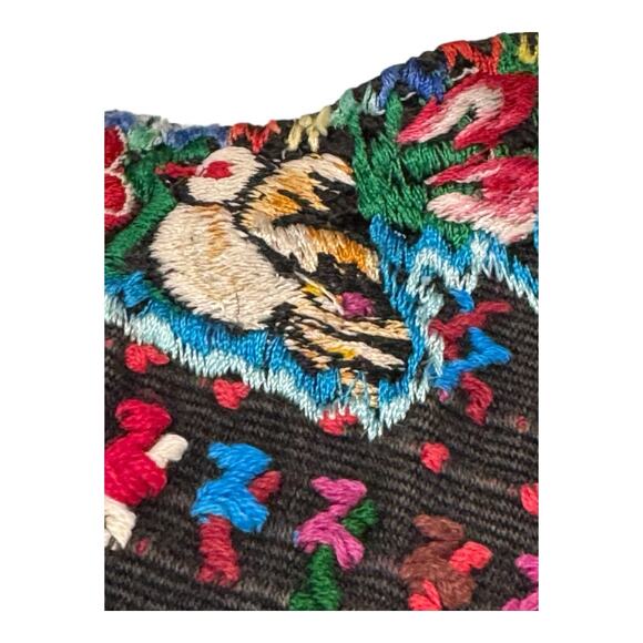 Guatemalan Huipil Poncho Womens One Size Embroidered Floral Boho 80s Vintage Top - Picture 7 of 12